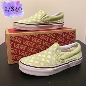 lime green checkered vans